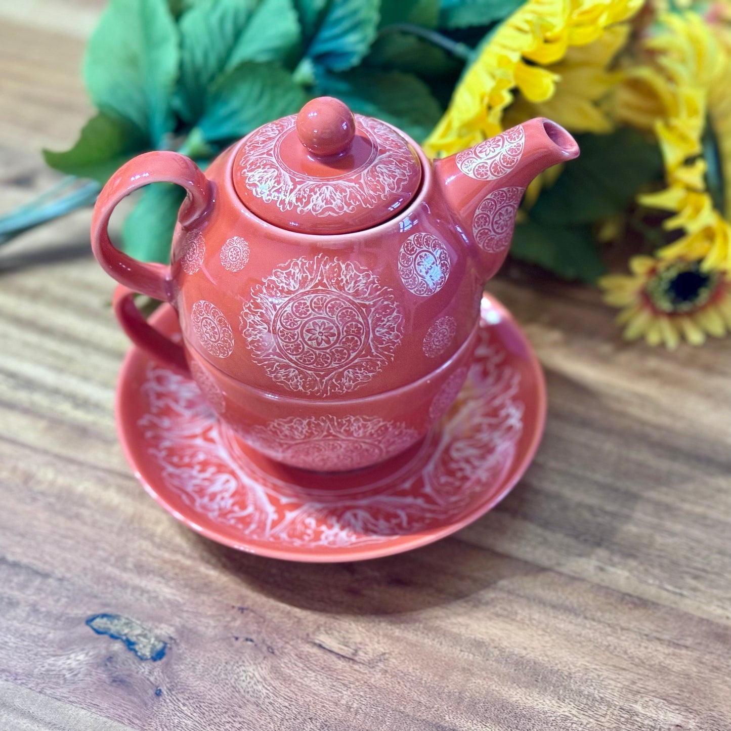 Teaopia Tea For One Orange Tea Set