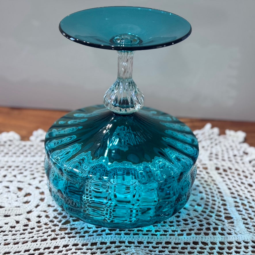 Empoli Teal Green Apothecary Lidded Pedestal Dish