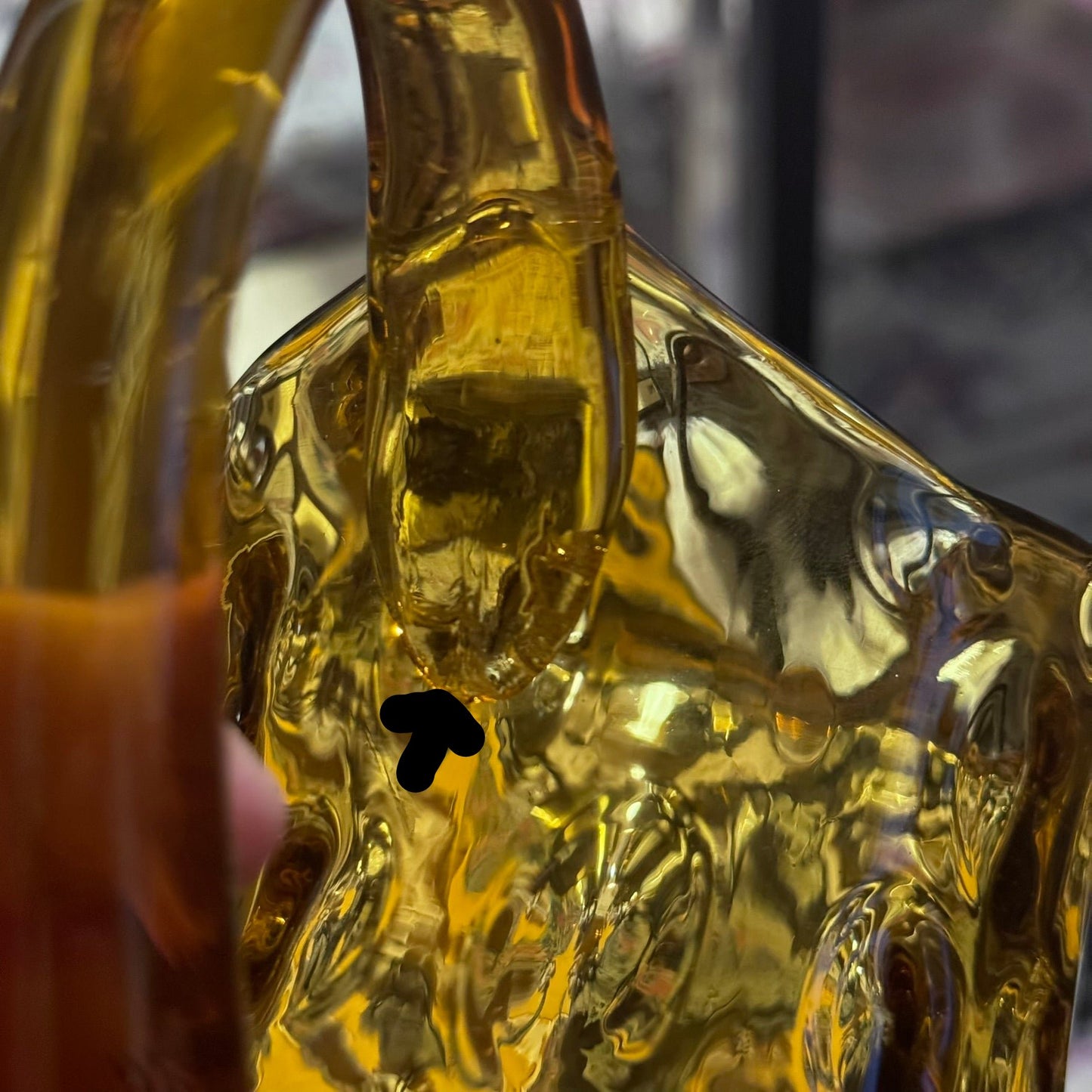 Large Amber Dot/Bubble Glass Pitcher