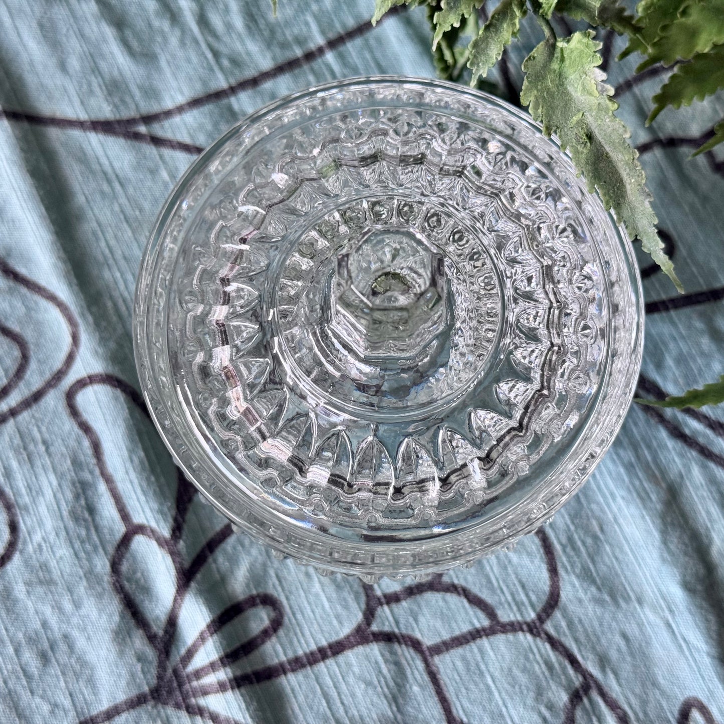 Vintage Glass Sugar Bowl/ Candy Jar with Lid