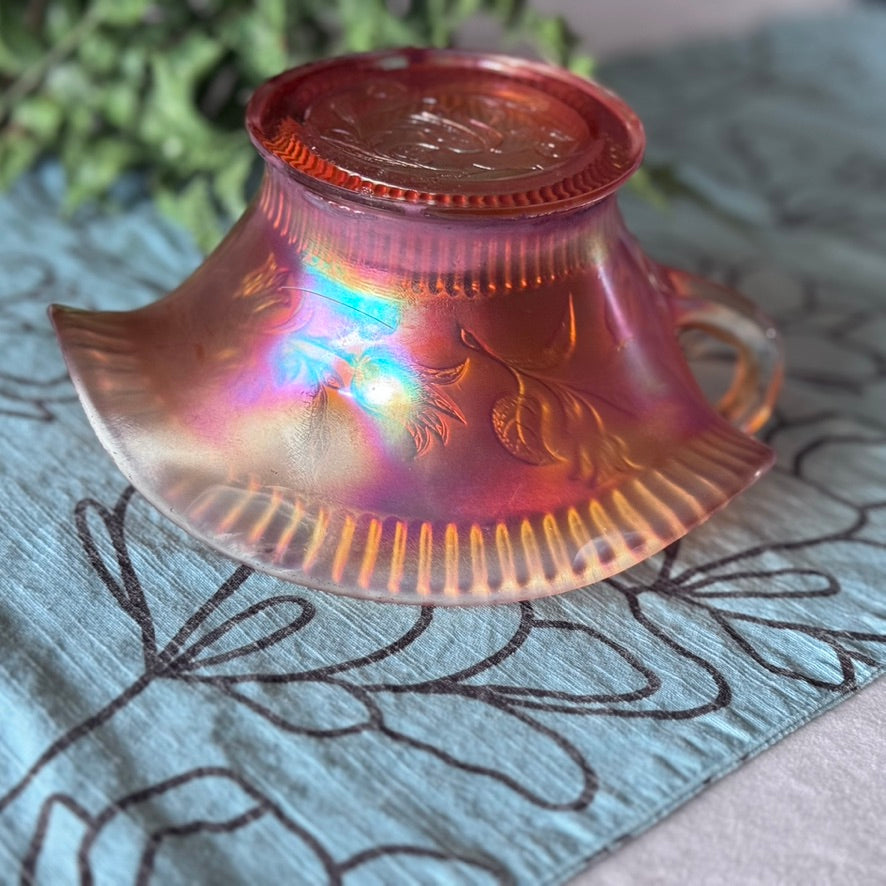 Dugan Carnival Glass Windflower Marigold Nappy Dish