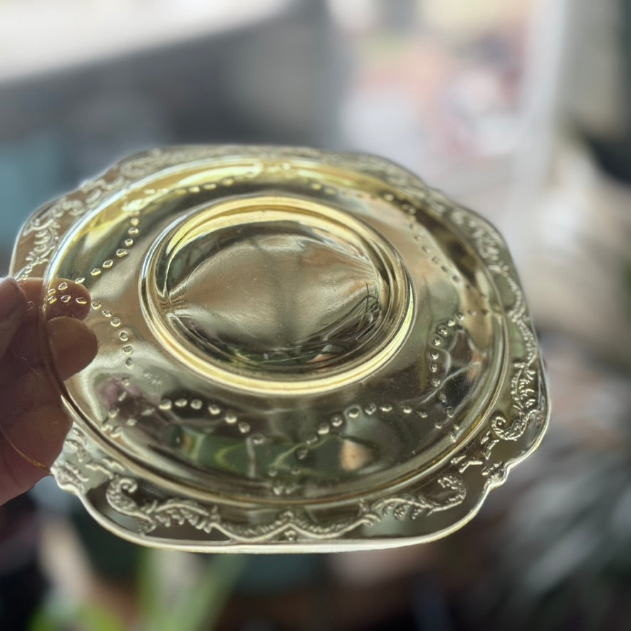 Yellow Depression Glass Saucer