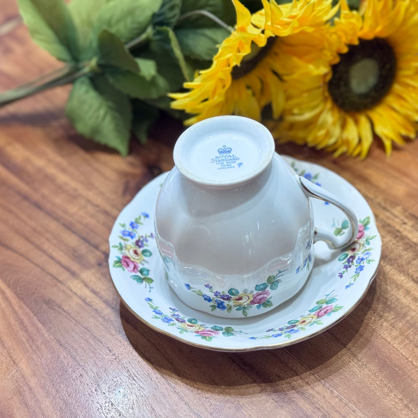 Royal Standard Pansy/Rose Teacup & Saucer