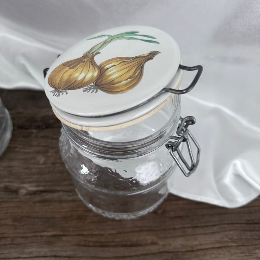 Vintage Italian Canister Jars with Ceramic English Lids