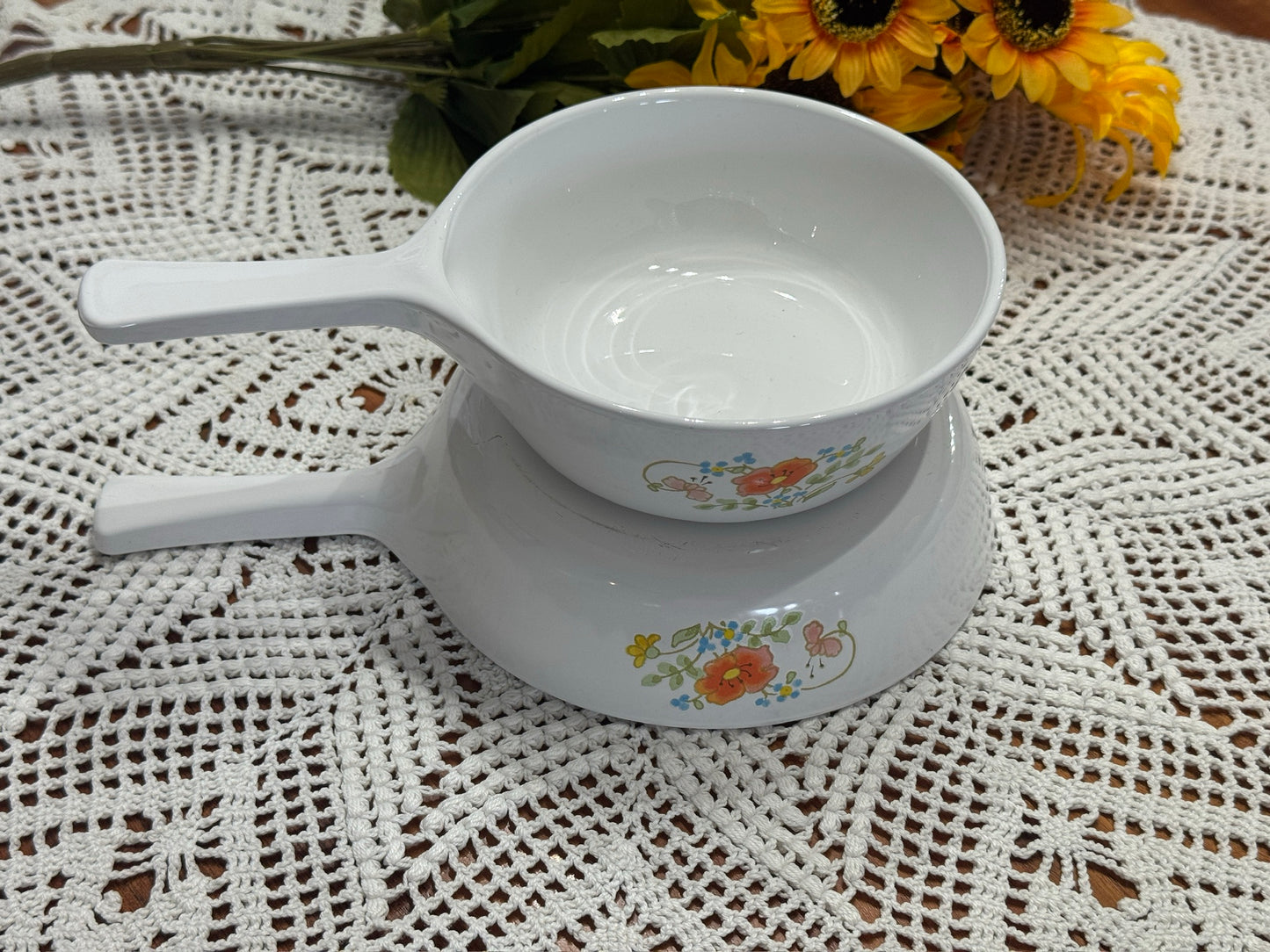 Corning Ware 'Wildflower" P-81-B & P-83-B Saucepans