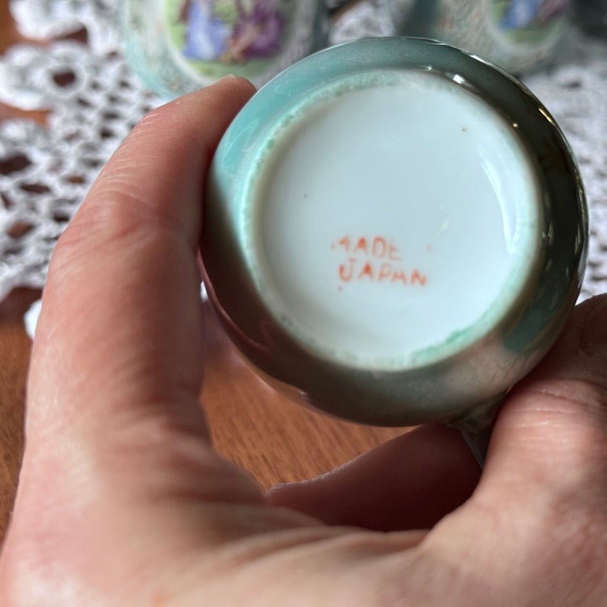 Greek Inspired Green/Aqua Lustreware Tea Set Japan