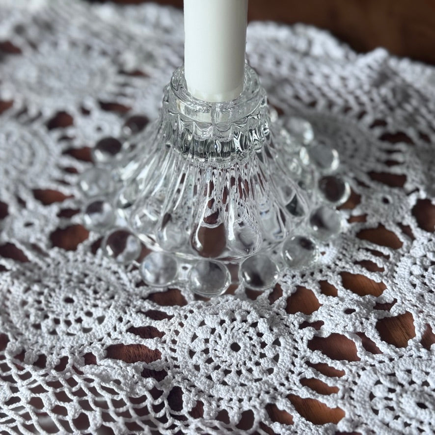 Clear Glass Boopie Bubble Taper Candlestick Holder