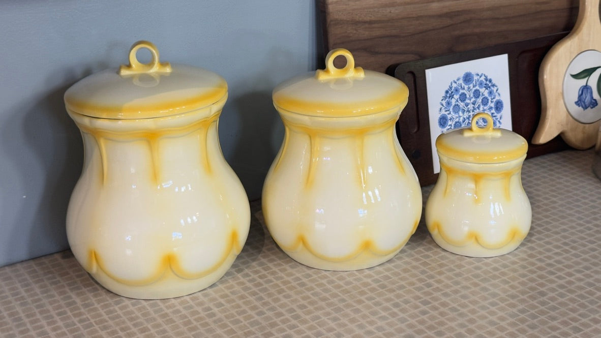 Vintage Yellow Ceramic Canister Set