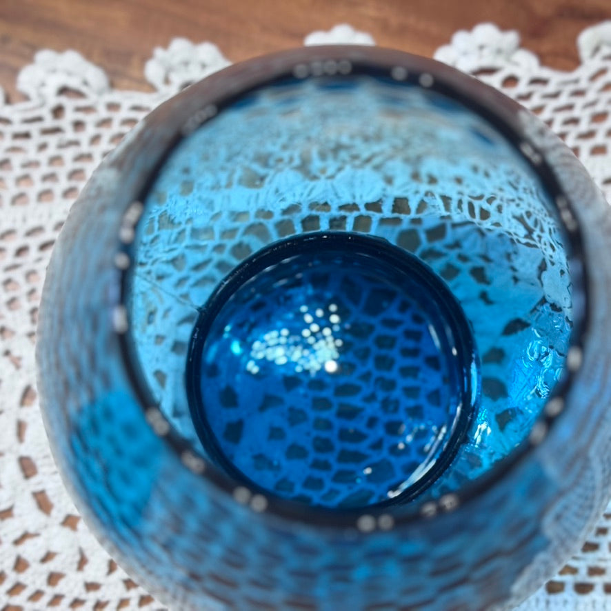 Italian Empoli Blue Glass Covered Jar