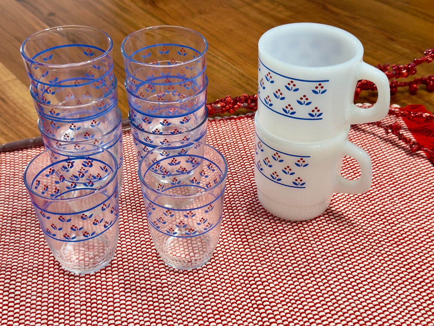 Red & Blue Floral/Tulip "Made In Brazil" Drinking Glasses
