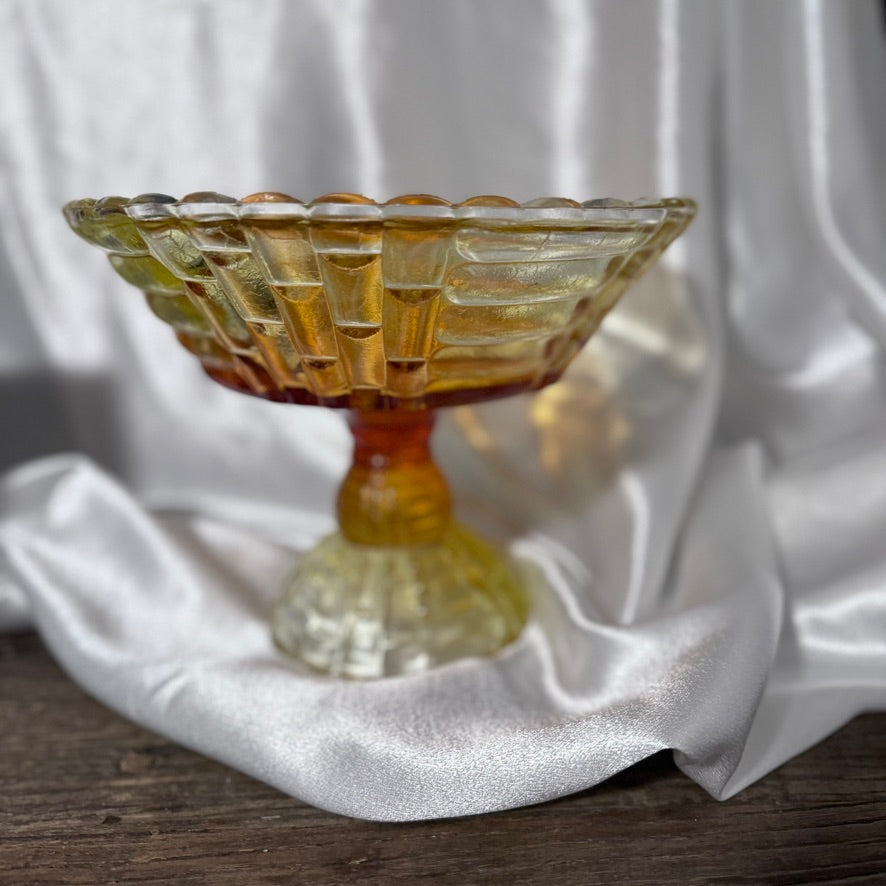 Jeannette Glass Amberina Glass Pedestal