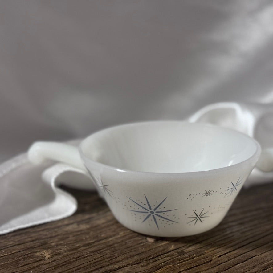 Glassbake Atomic Starburst Handled Soup Bowls