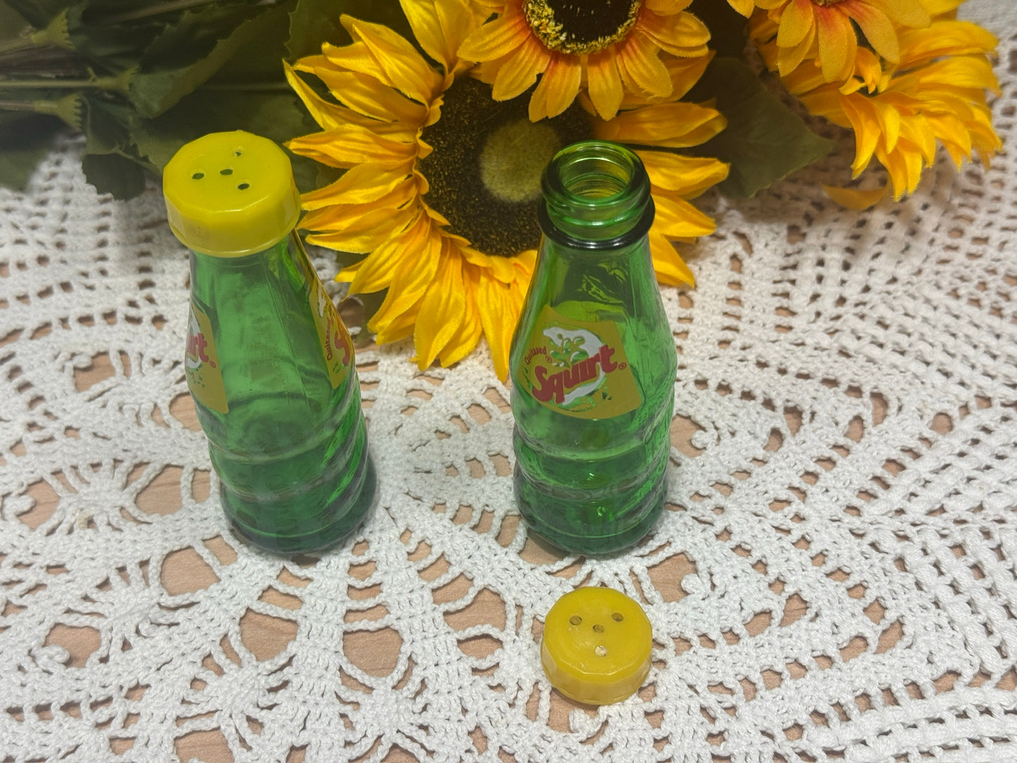 Green Glass 'Squirt' Salt & Pepper Shakers