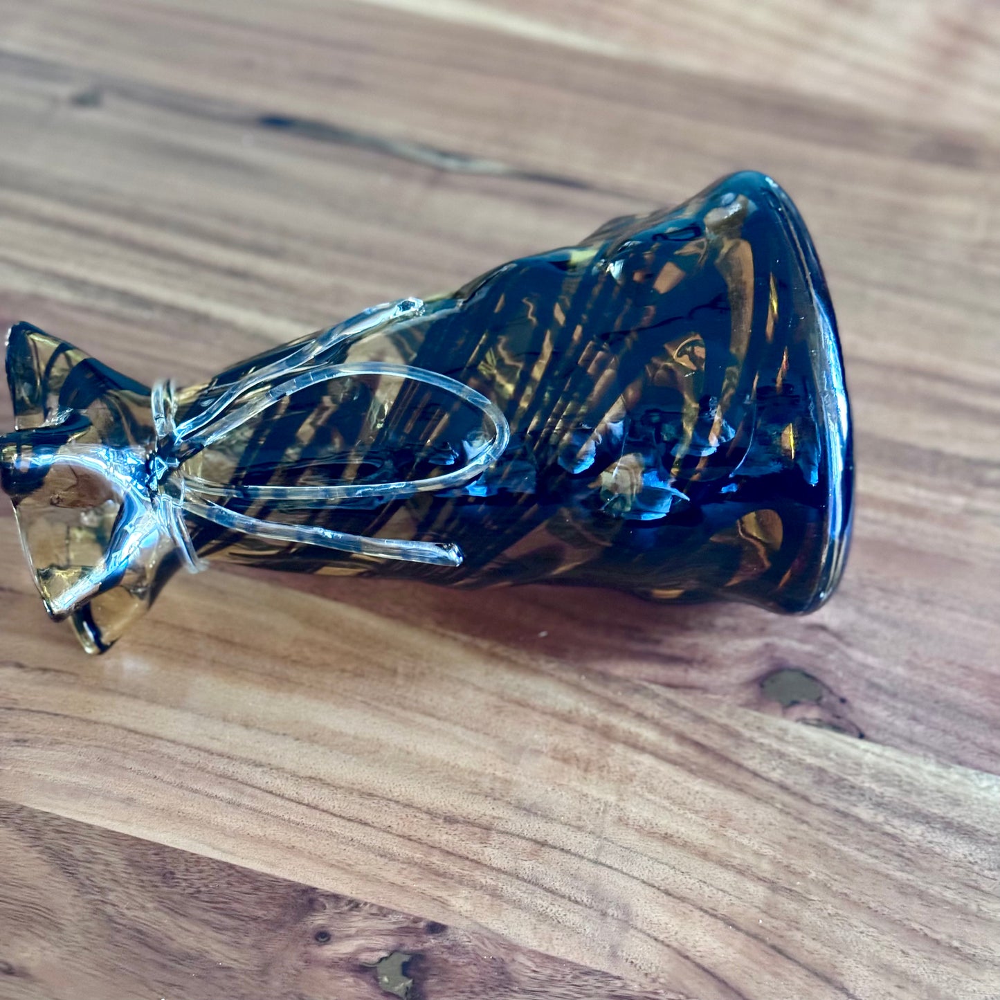 Amber Art Swirl Glass Vase