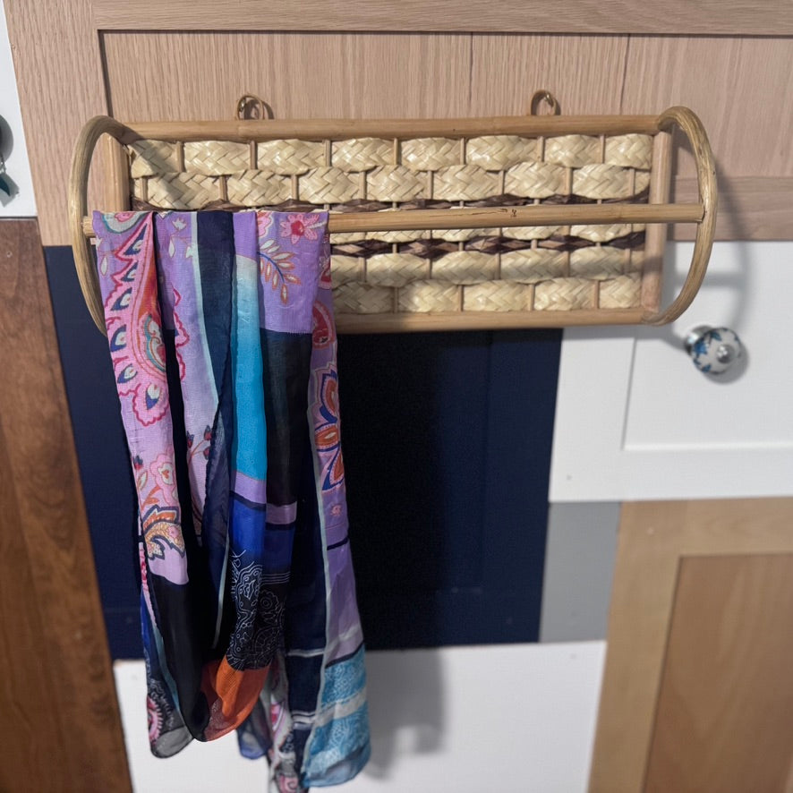 Wicker/Rattan and Bamboo Wall Mounted Towel Rack