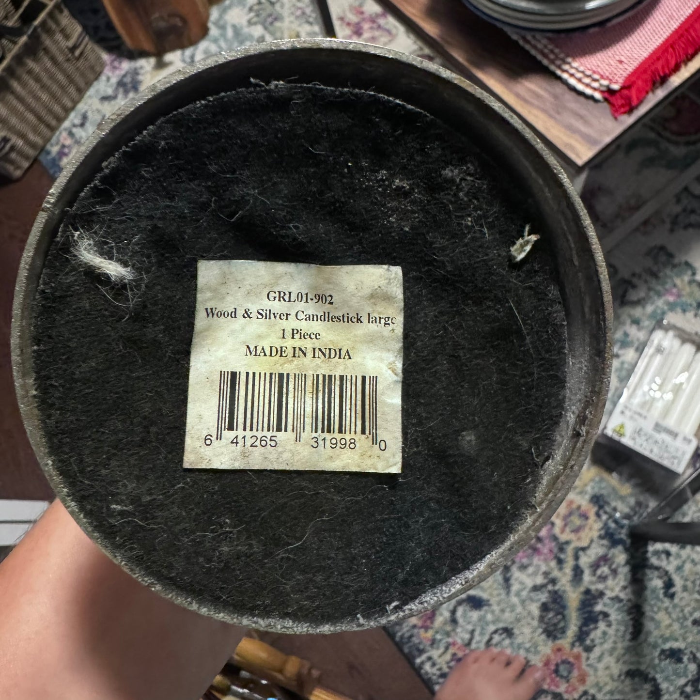 Wood & Silver Candlestick Holders