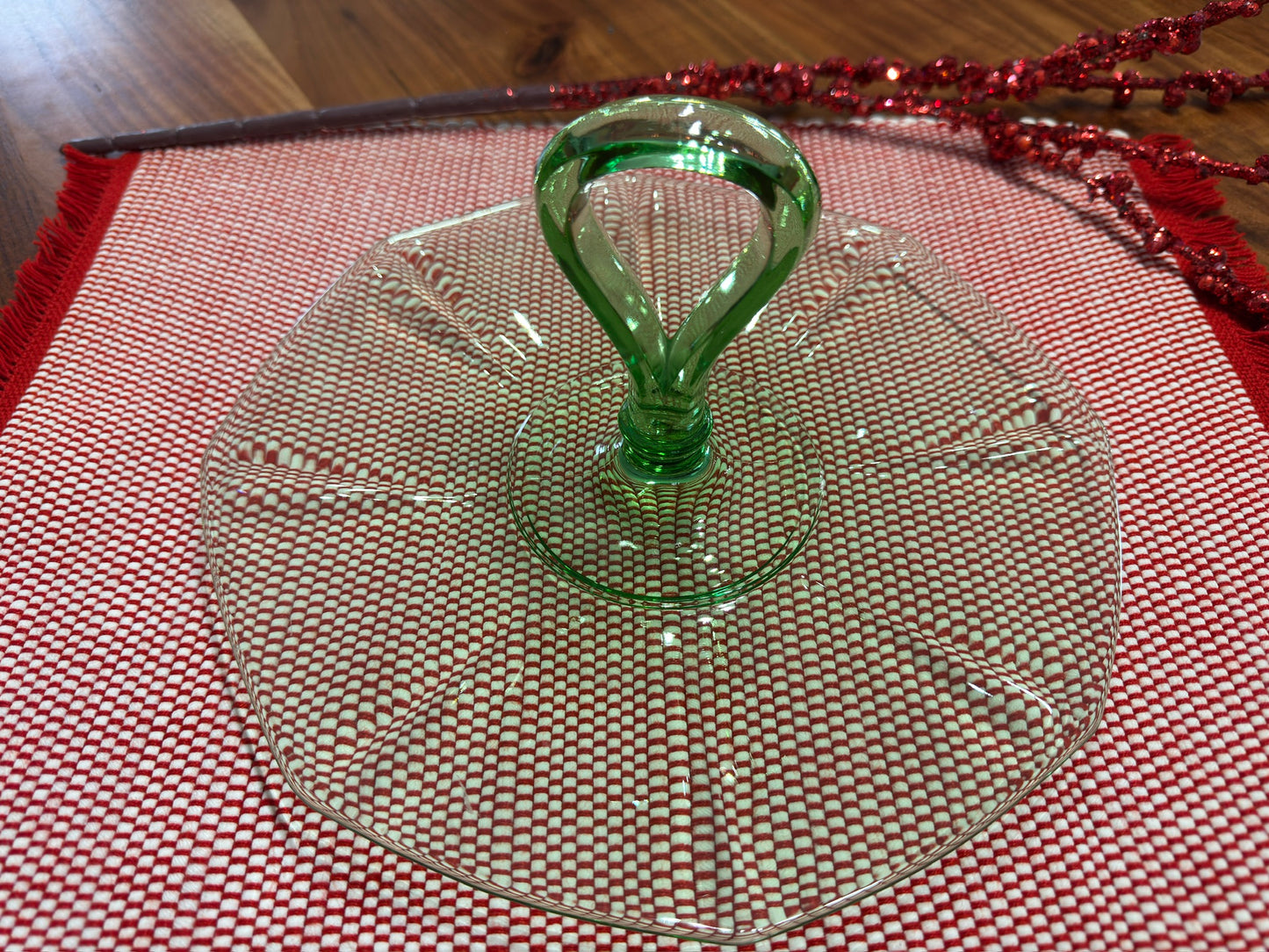 Green Depression Glass Tidbit Dessert Tray