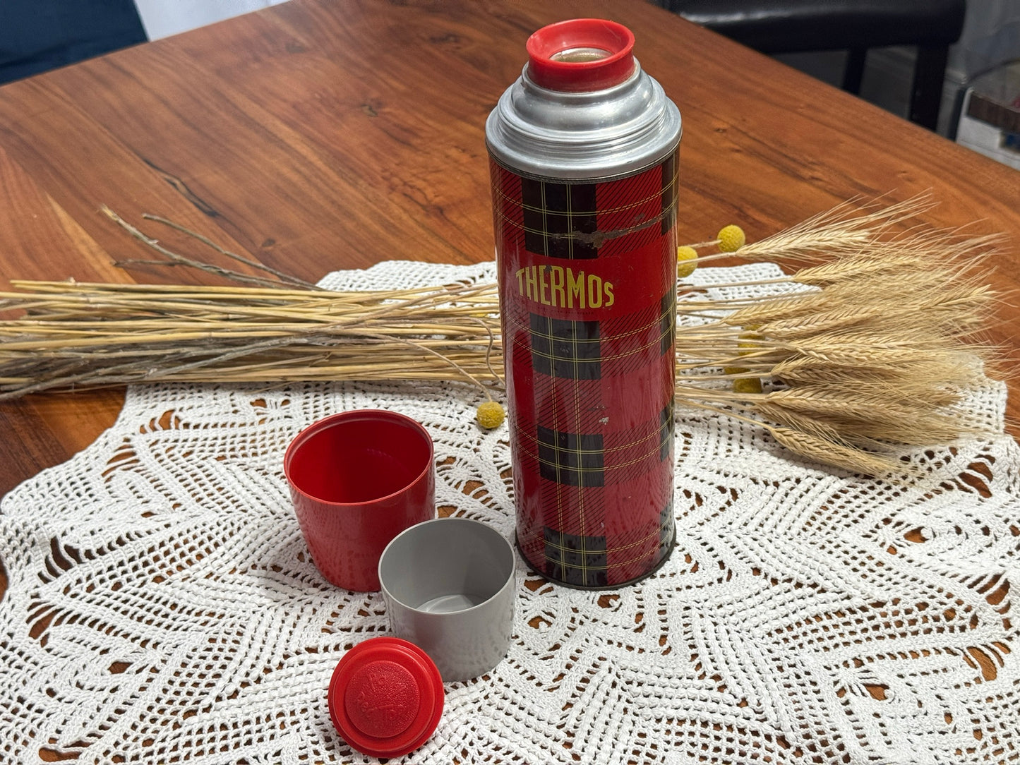 Vintage Plaid Thermos Brand Vacuum Bottle NO.302