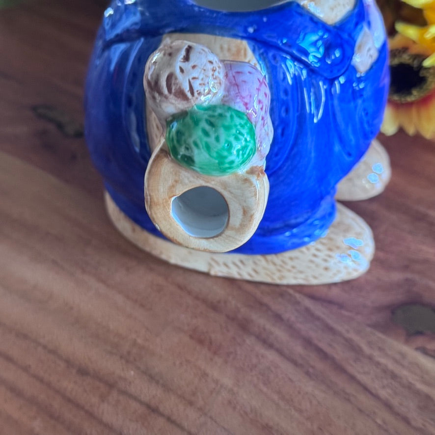 Heritage Mint Collectibles Decorative Teddy Bear In Denim Teapot