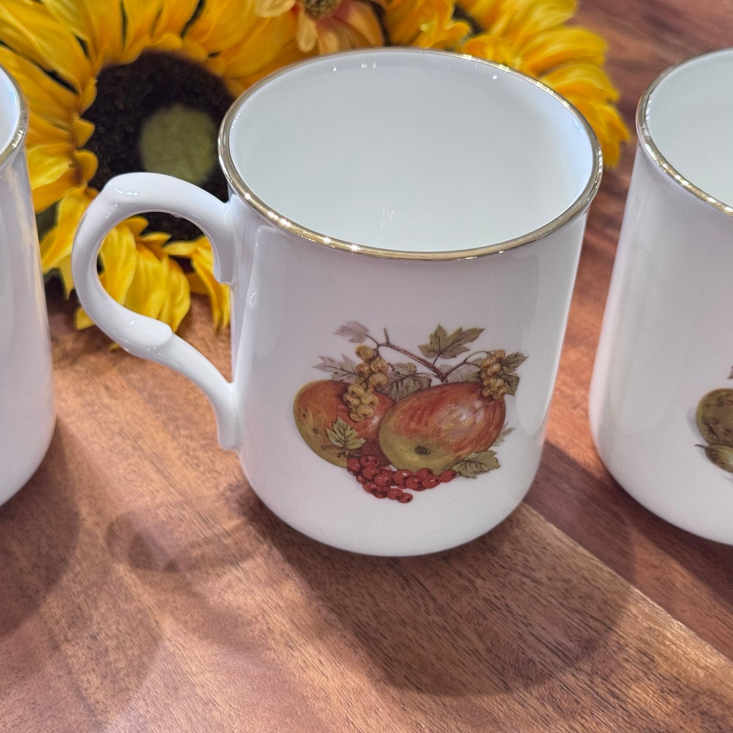 Sadler 'Wellington' Harvest Fruit Design, Bone China Mugs
