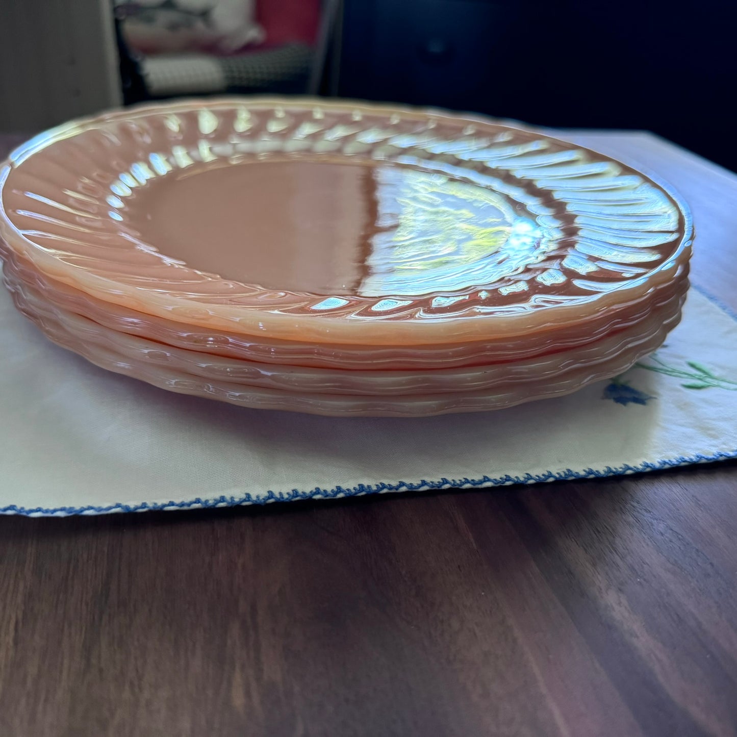 Fire King Peach Luster Dinner Plates