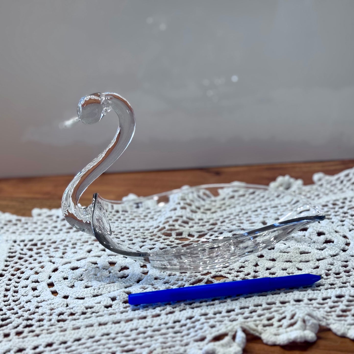 Vintage Clear Glass Swan Dish