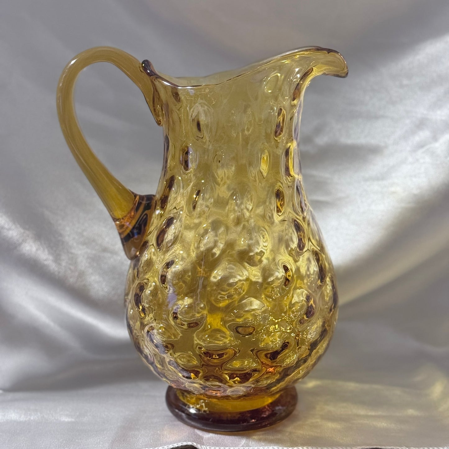 Large Amber Dot/Bubble Glass Pitcher