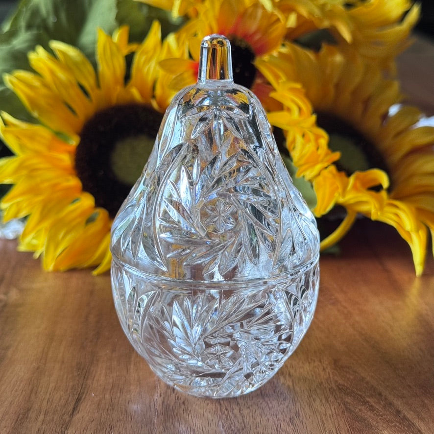 Pear Shaped Lead Crystal Trinket Box