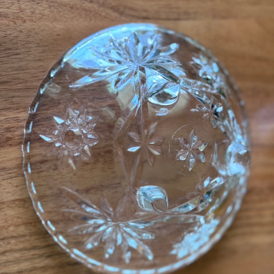 Anchor Hocking Cut Glass Footed Starburst Salad Bowls