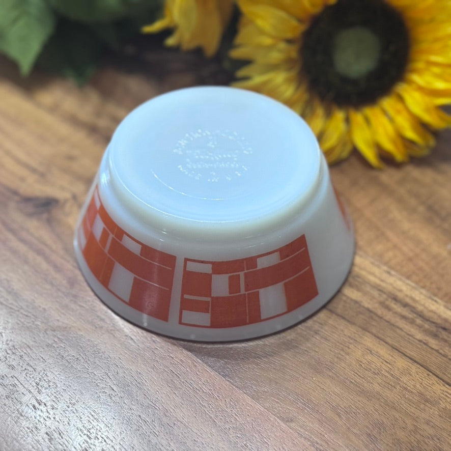 Anchor Hocking Fire King Orange Geometric Cereal Bowl