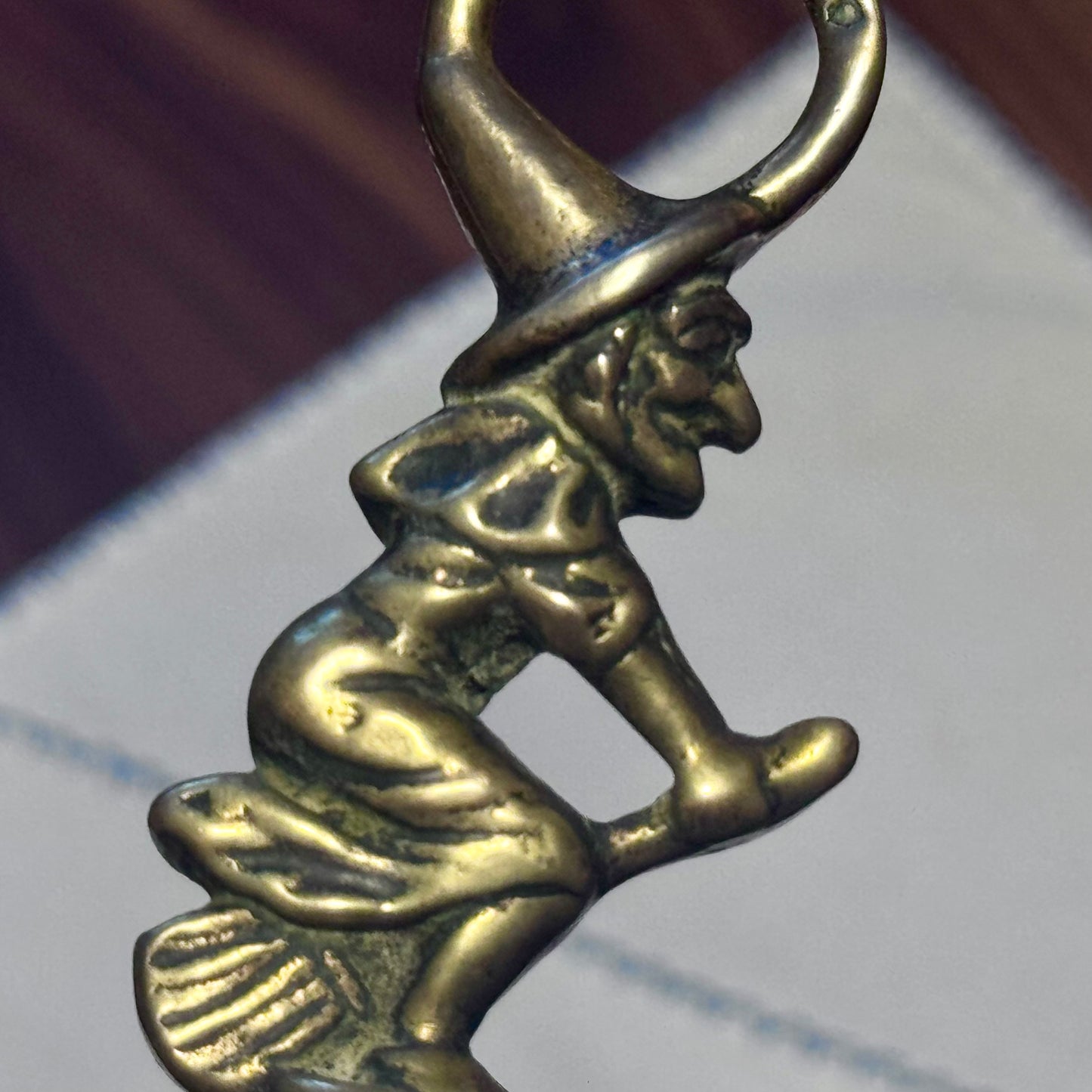 Vintage Brass Toasting Fork - Witch