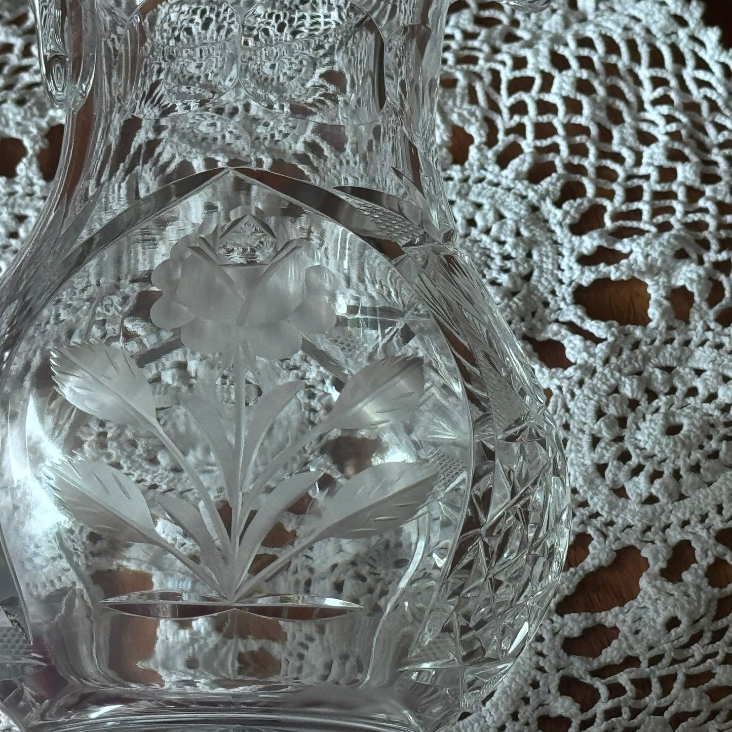 Vintage Cut Crystal Glass Pitcher