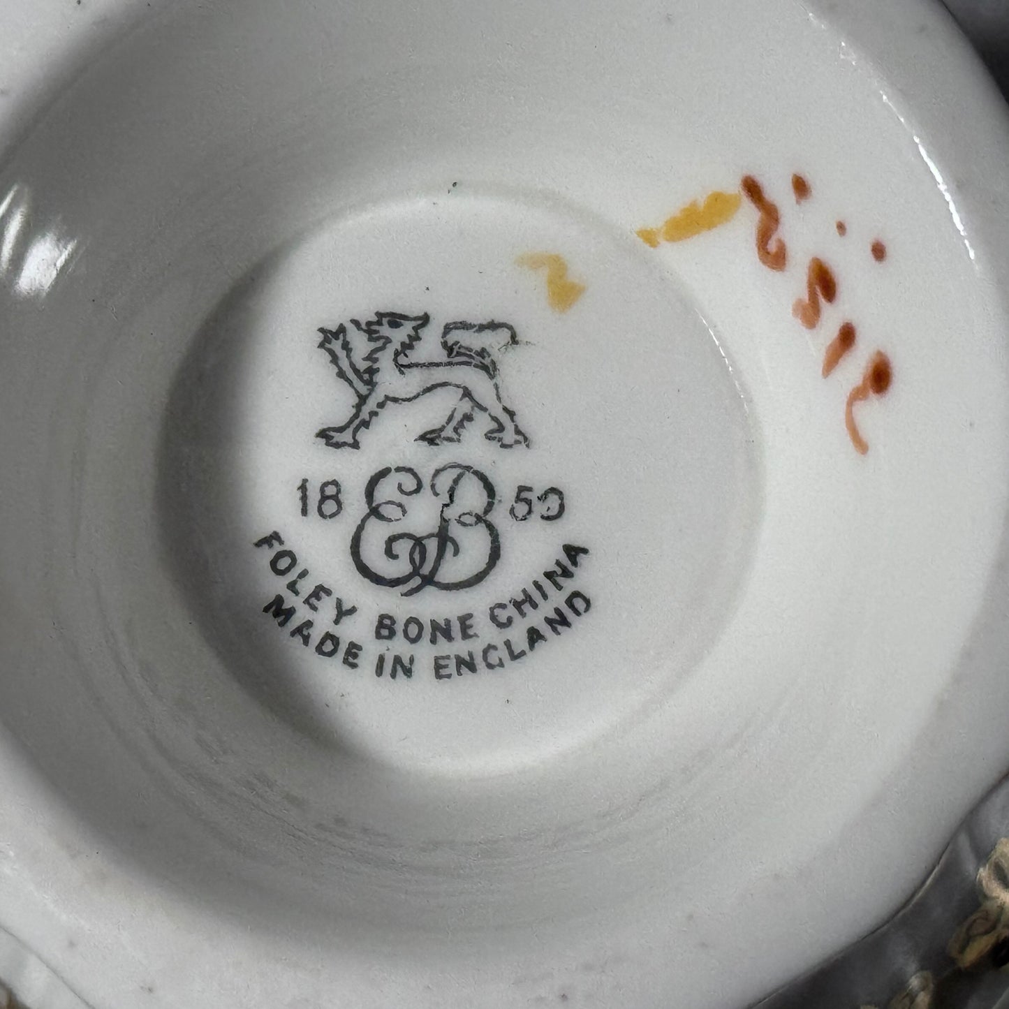 EB Foley Green/Floral & Gold Gild Cup and Saucer