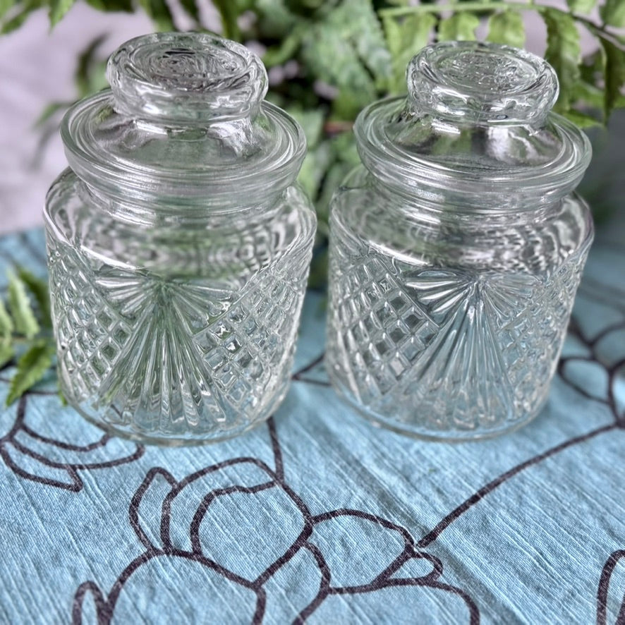 Pressed Cut Glass Jelly/Jam Jar