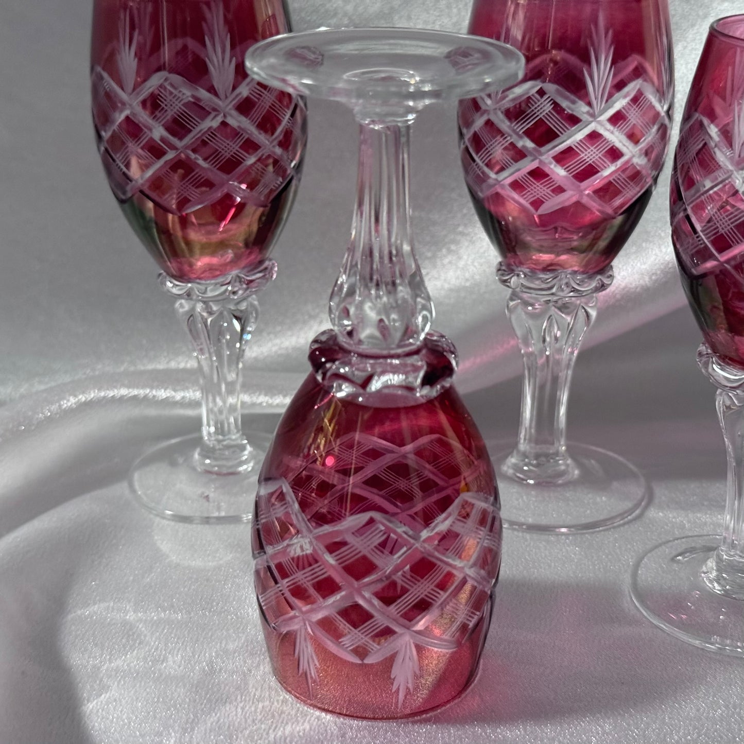 Cranberry Crystal Shot Glasses