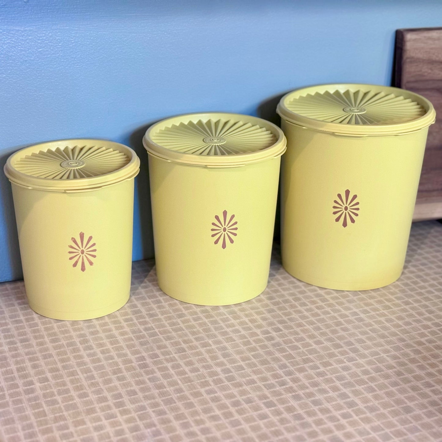 Yellow/Gold Servalier Stacking Tupperware Canisters
