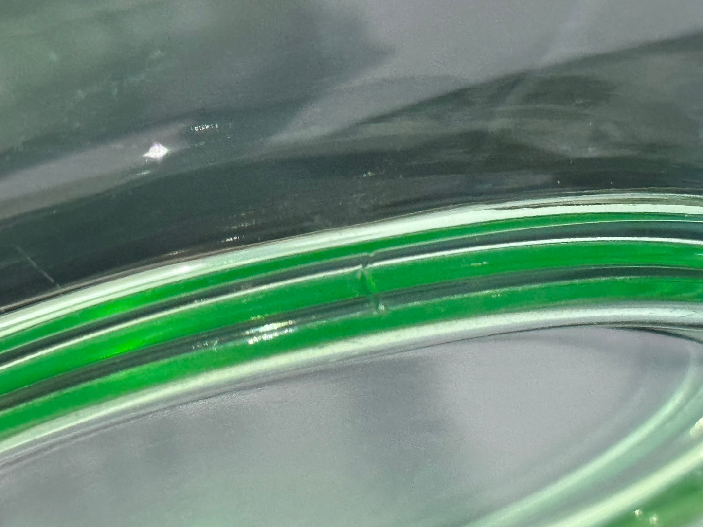 Green Depression Vaseline Uranium Glass Gold Trim Plates