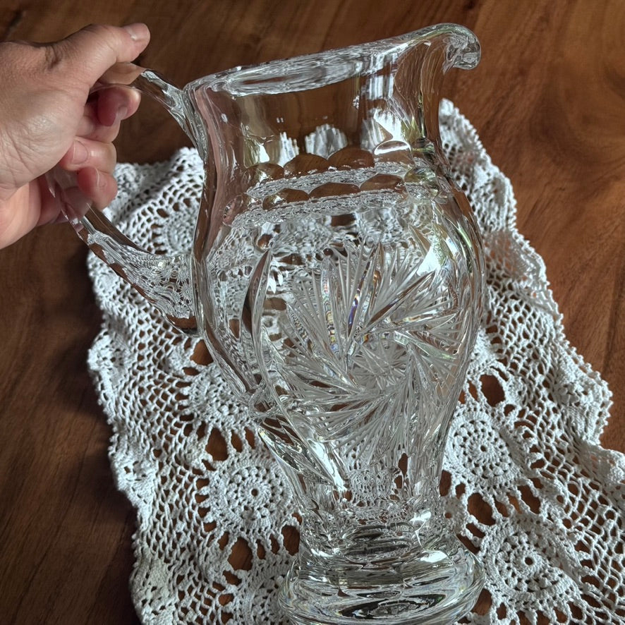 Large Cut Glass Pinwheel Pitcher