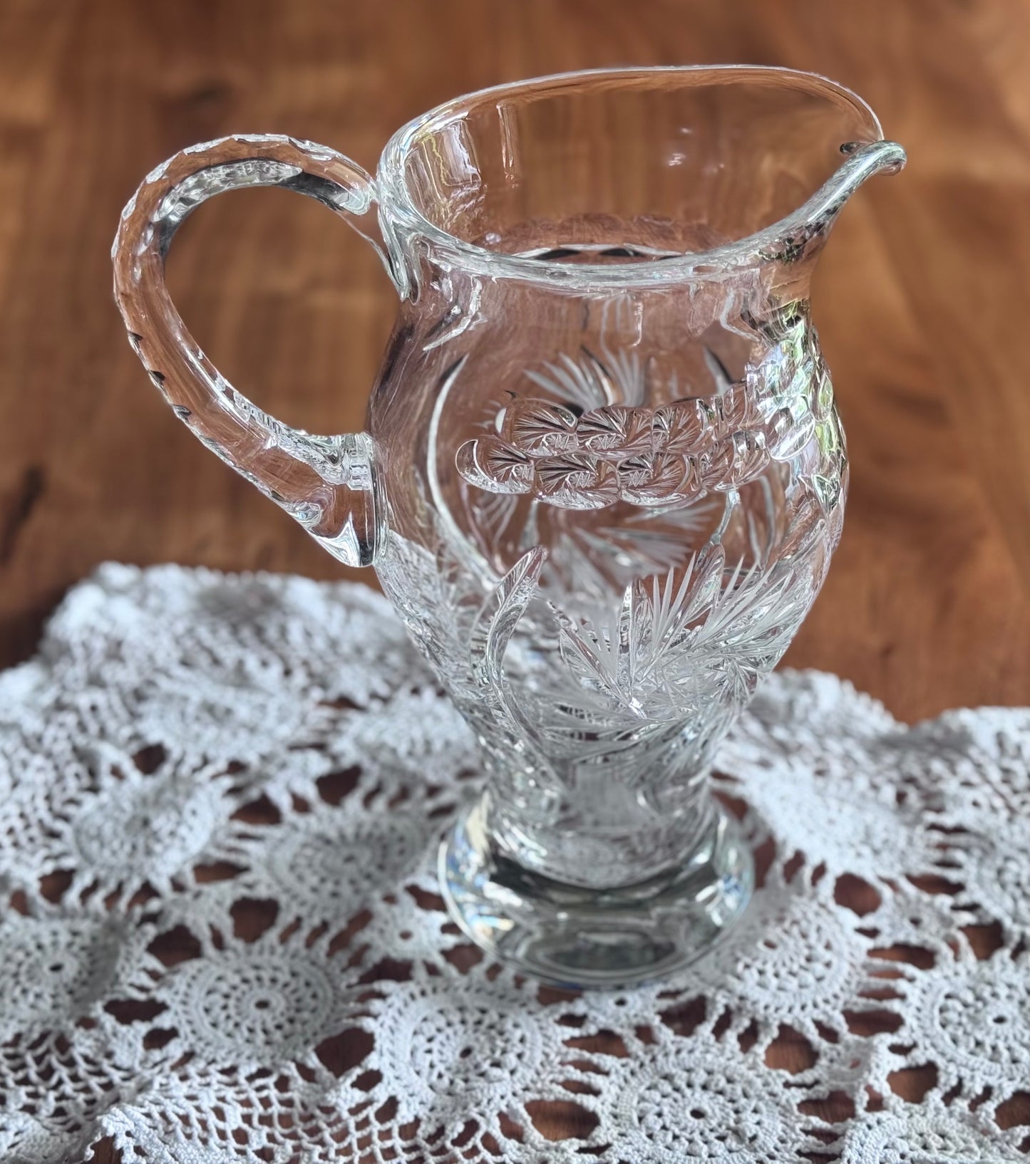 Large Cut Glass Pinwheel Pitcher