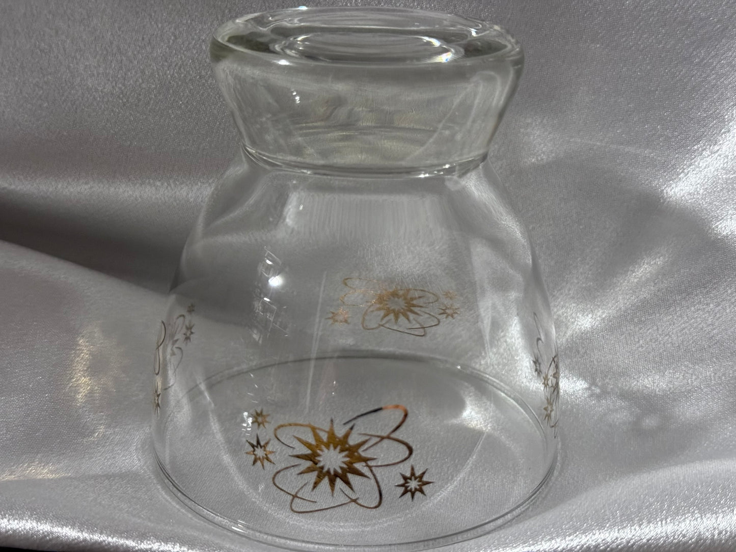 Clear Glass/Gold Atomic Starburst Creamer and Sugar