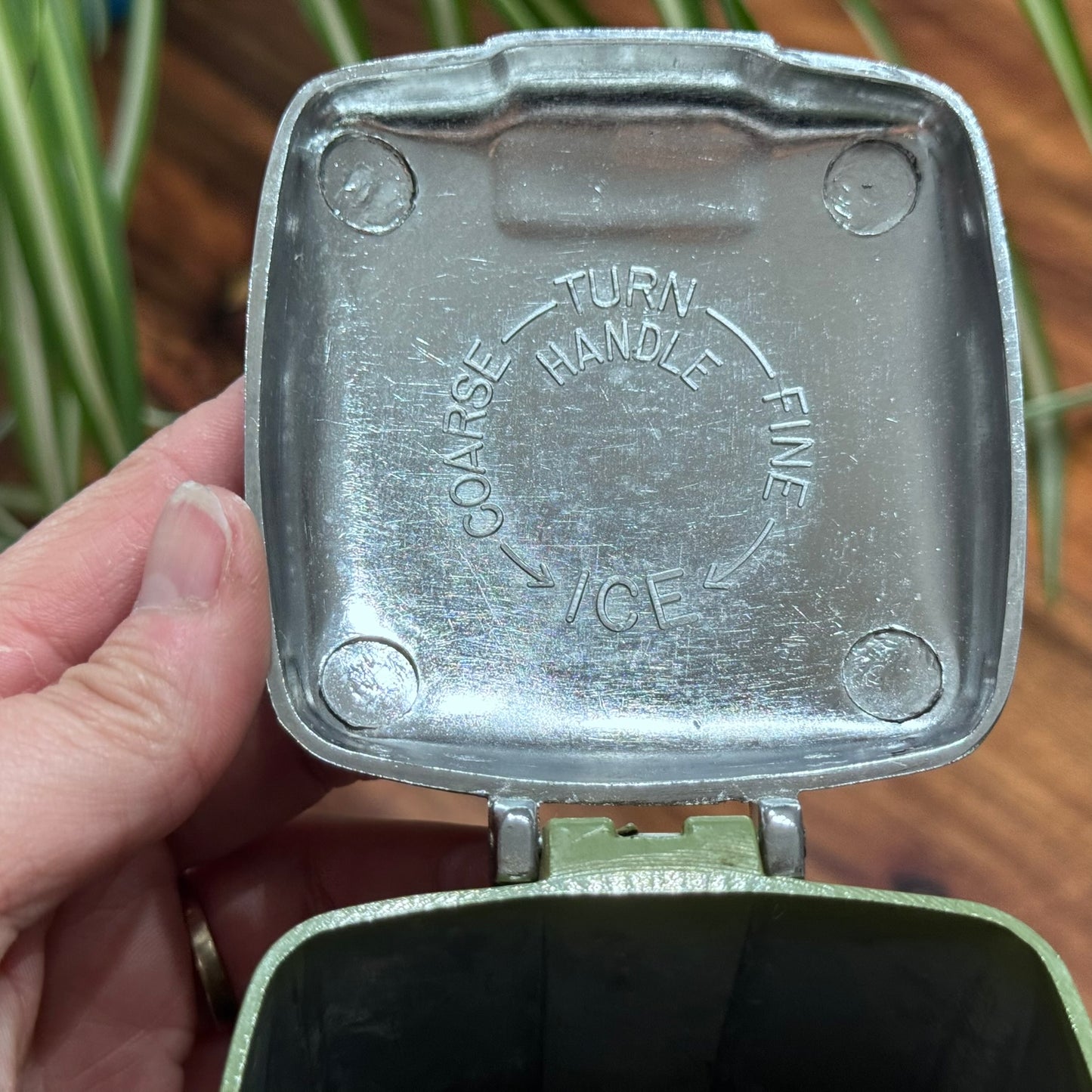 Vintage Avocado Green Hand-Crank 'Swing-A-Way' Ice Crusher
