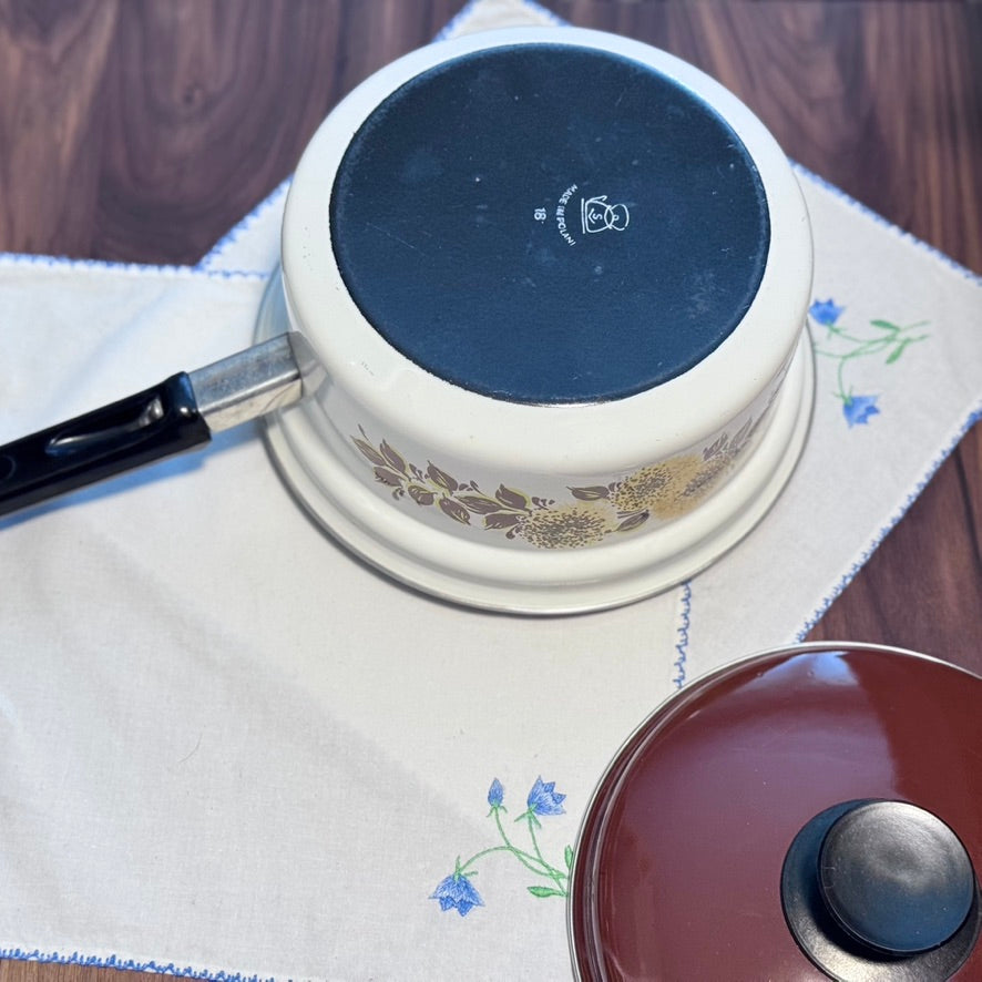 Enamel Floral Saucepan Made In Poland
