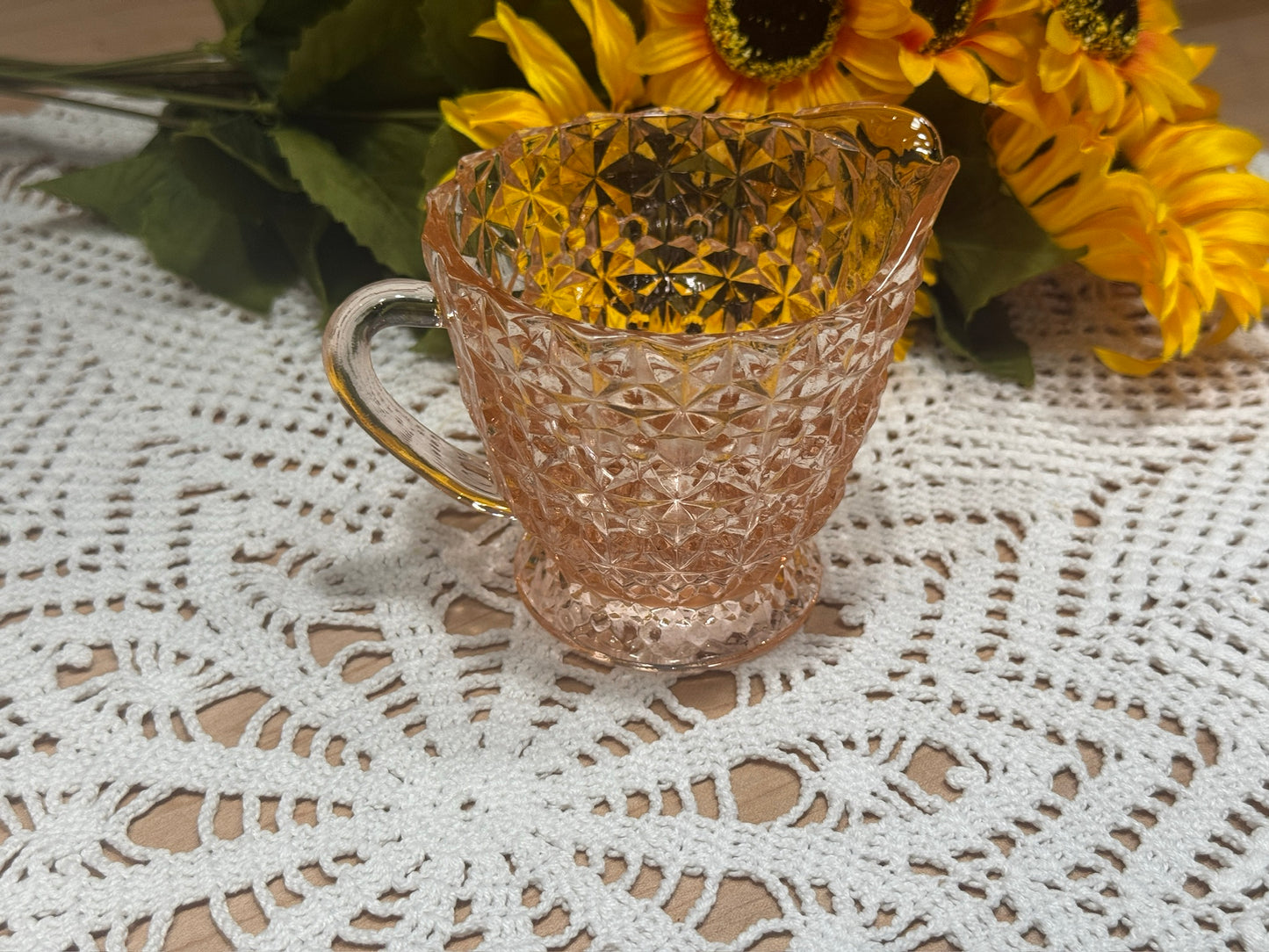 Pink Depression Glass 'Holiday Buttons and Bows' Creamer