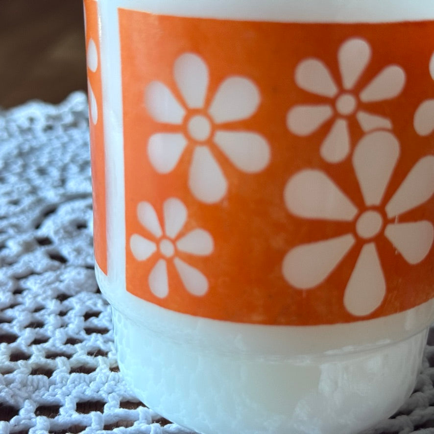 Fire-King Daisy Pattern Stackable Coffee Mugs