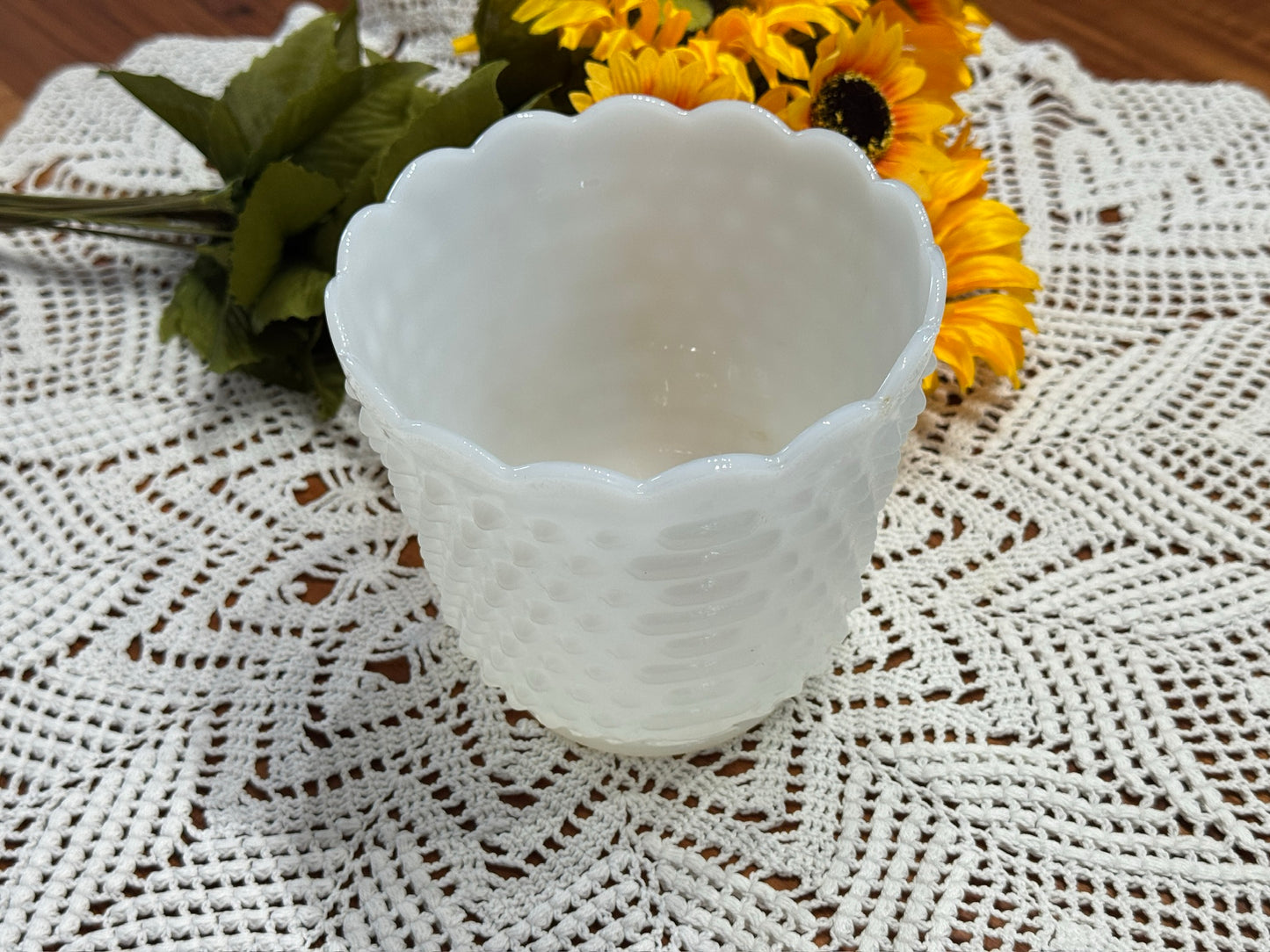 Fire-King Milk Glass Hobnail Planter/Vase