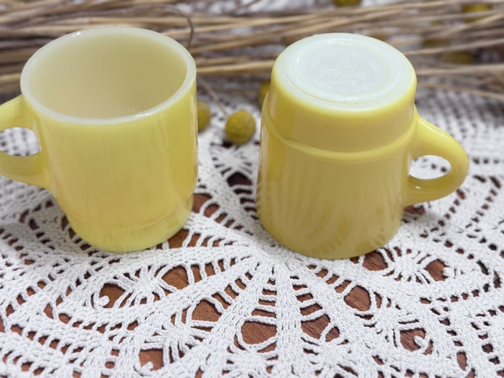 Anchor Hocking Fire-King Yellow Milk Glass Mugs