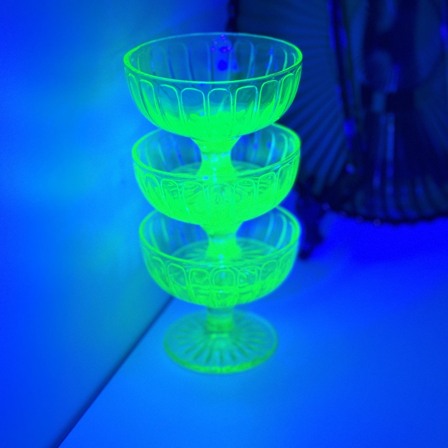 Hazel Atlas Vaseline Glass/Uranium Glass Sherbet Cups