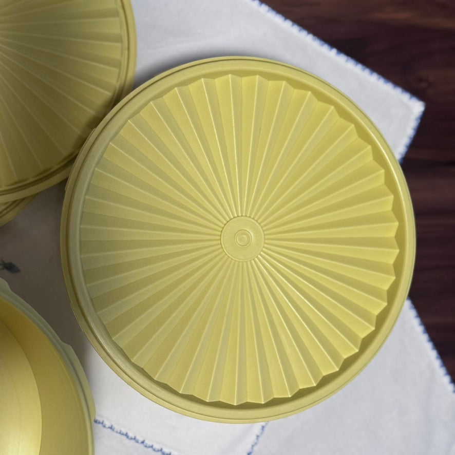 Vintage Lidded Servalier Tupperware Yellow Stacking Containers