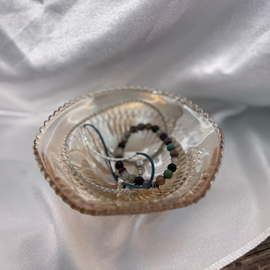 Carnival / Jeannette Iridescent Beaded Edge Candy Bowl
