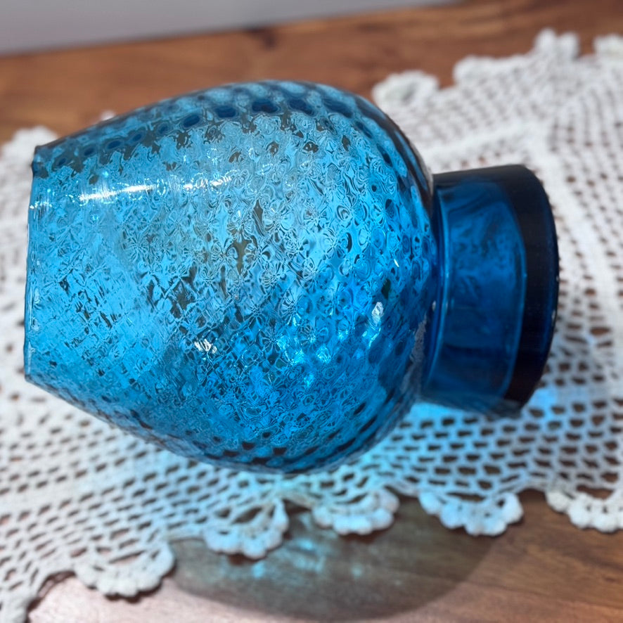 Italian Empoli Blue Glass Covered Jar